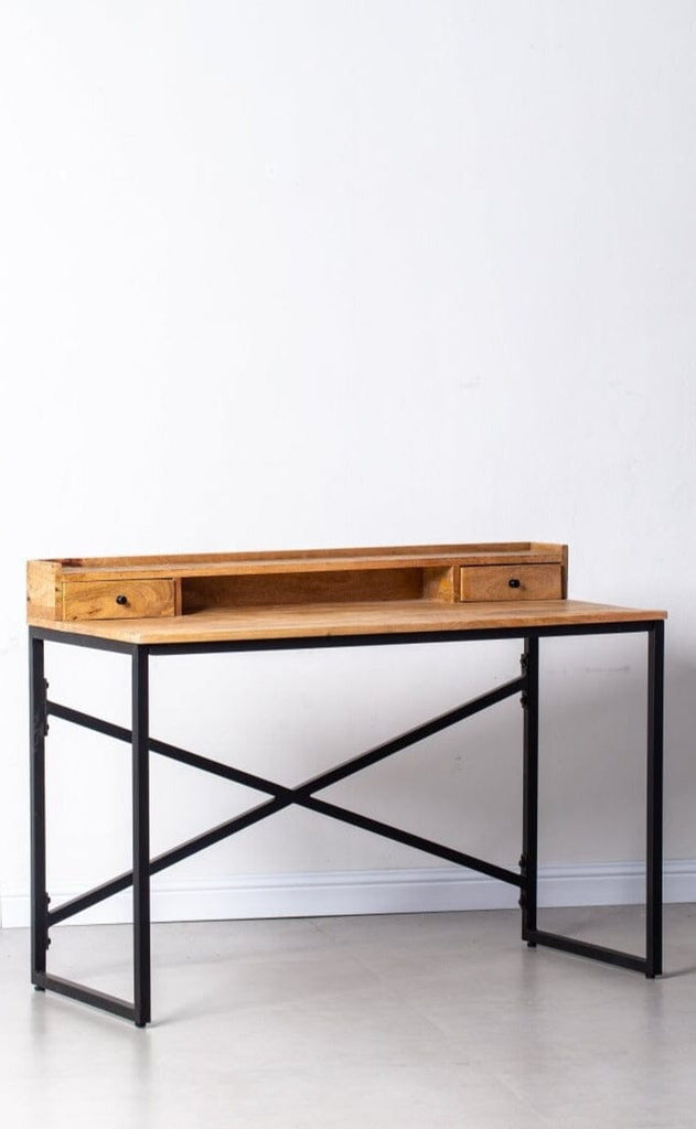 Itzel Wooden Desk with Black Legs Homekode 