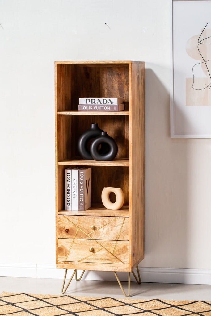 Mills Display Wooden Shelves with Two Drawers Homekode 