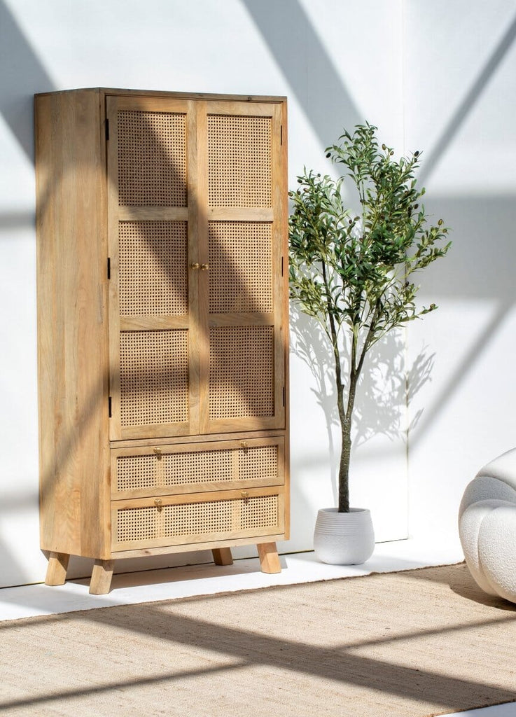 Aubrey Rattan Wooden Cabinet Cabinets & Storage Homekode 