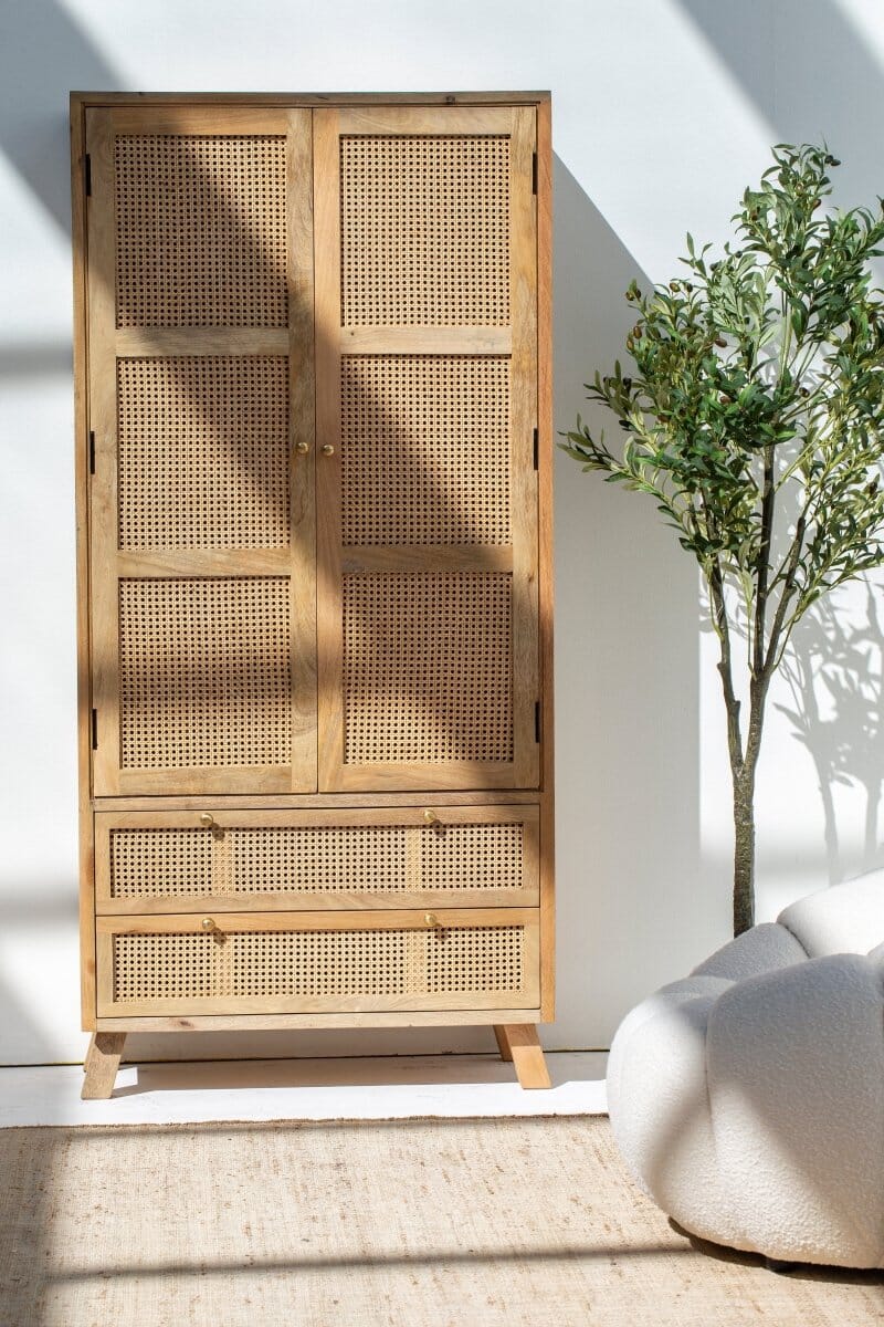 Aubrey Rattan Wooden Cabinet Cabinets & Storage Homekode 