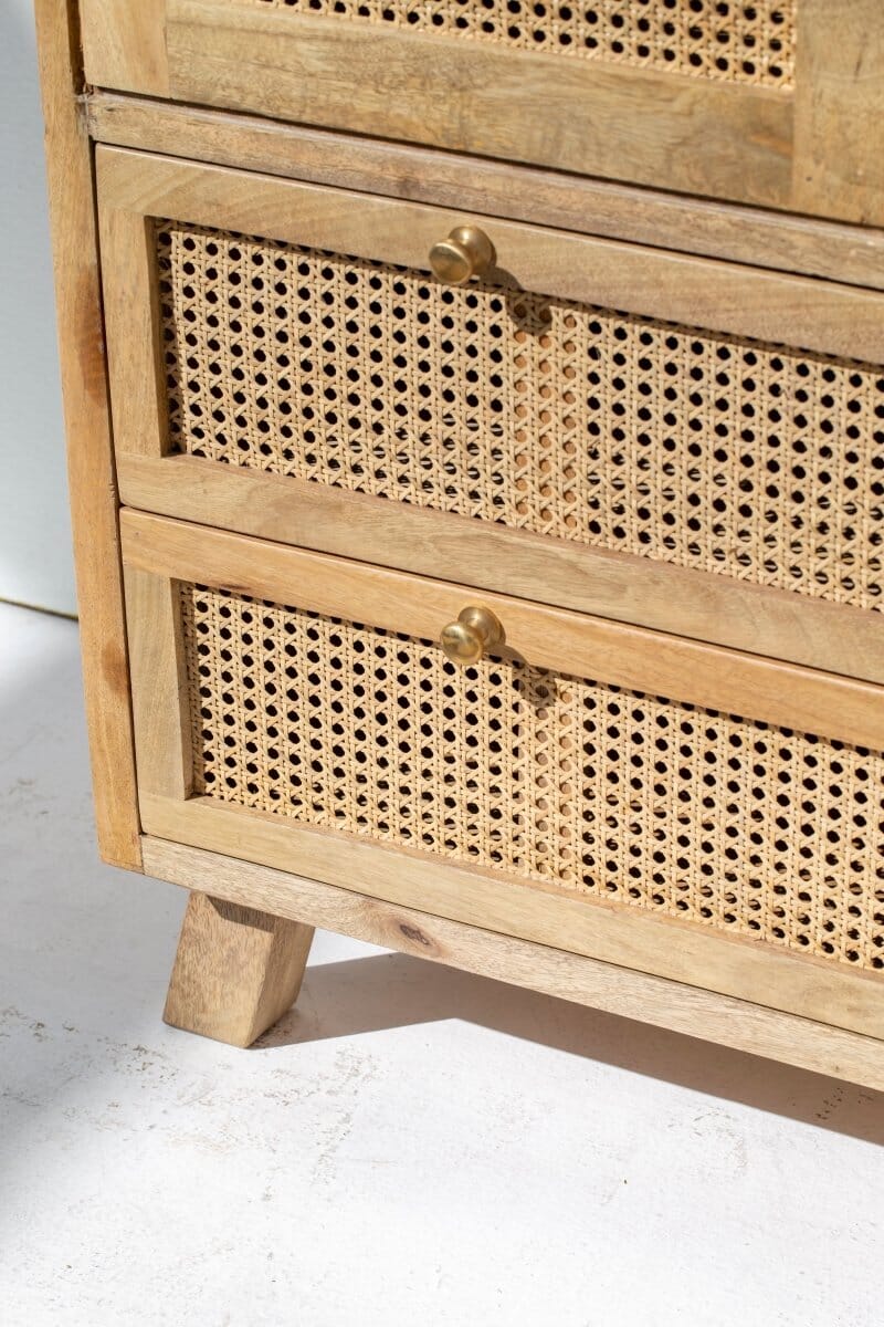 Aubrey Rattan Wooden Cabinet Cabinets & Storage Homekode 