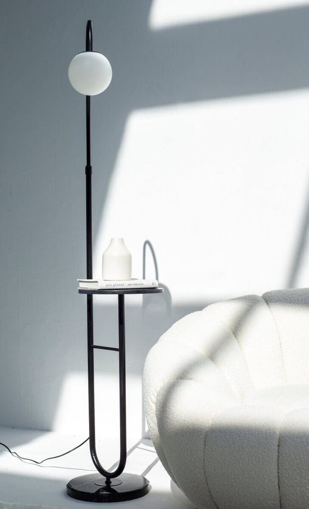 Black arched Floor Lamp With Side table Homekode 
