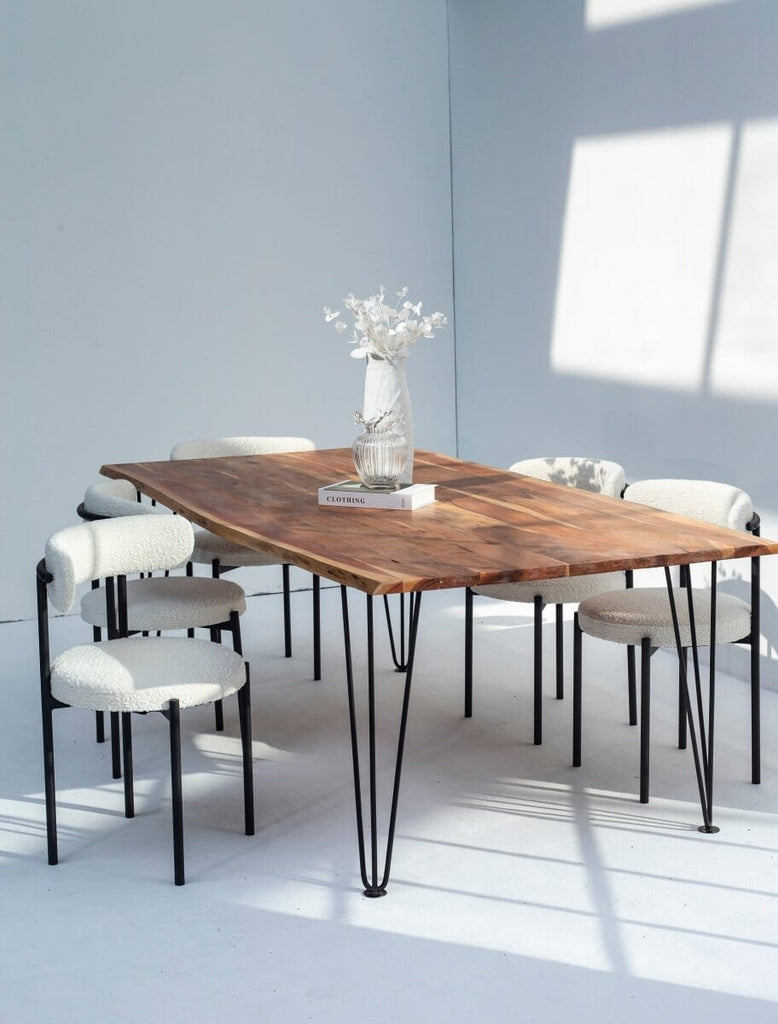 Dark Acacia Wood Dining Table (10 Sizes) ART 150x90CM Pins 4 CM