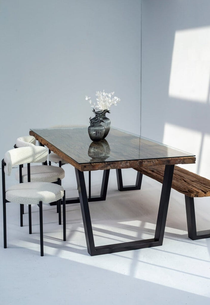 Meadow Railway Wood Dining Table (8 Sizes) ART 150x90x4CM Black/V Shape 