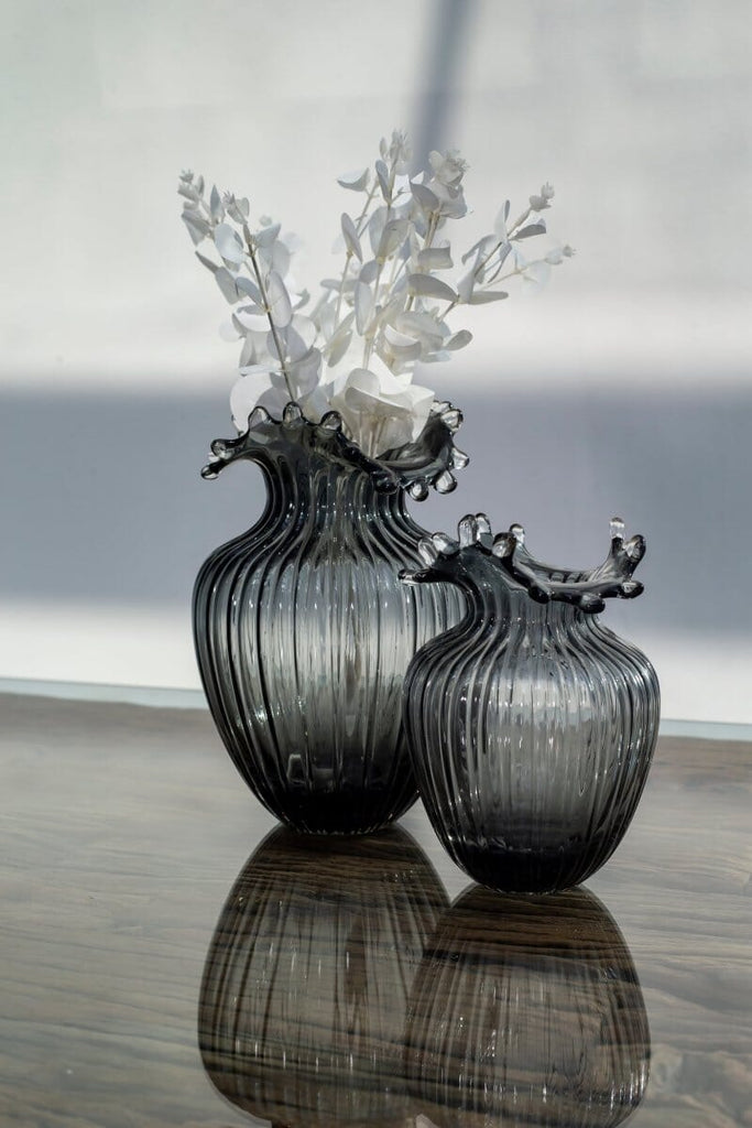 Black Tansparent Glass Wave Vase (3 Sizes)