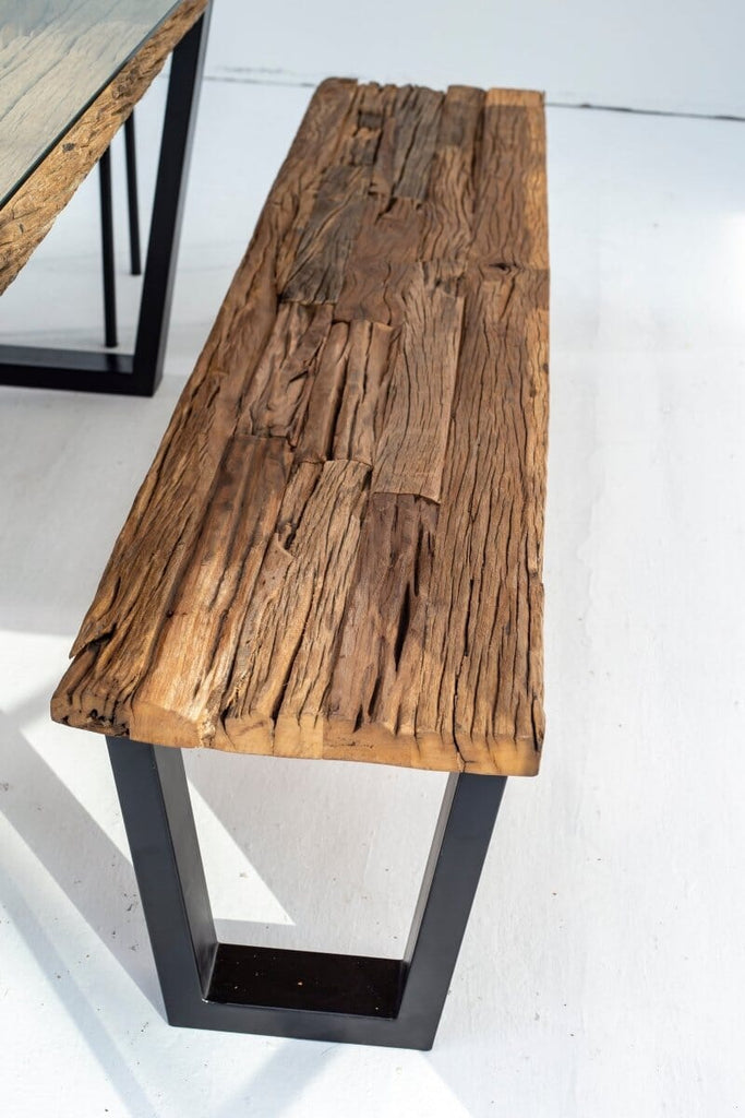 Railway Wood Industrial Design Bench (4 Sizes) ART 120x40x45 CM Black/V Shape 