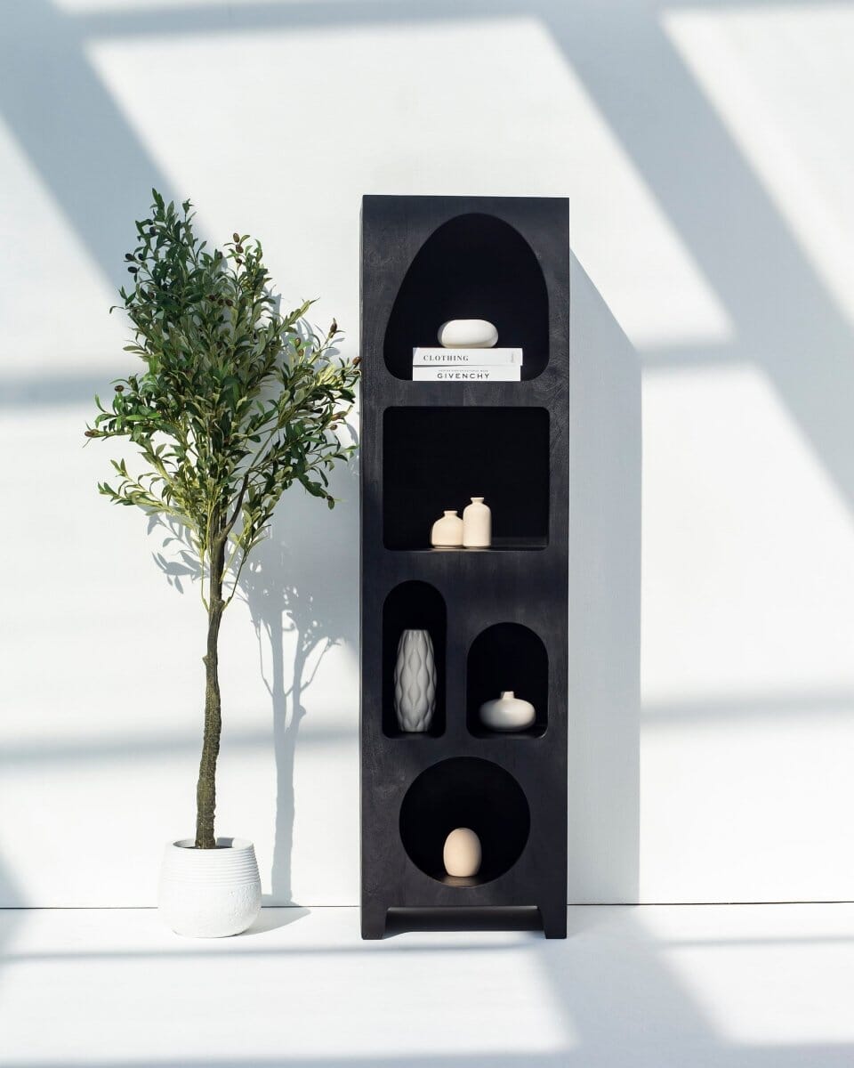 Vilnius Black Painted Shelf Unit Bookcases & Standing Shelves Homekode 