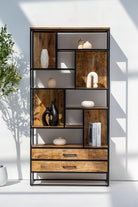 Irida Shelf Unit with Two Drawers Bookcases & Standing Shelves Homekode 