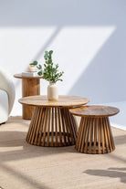 Caramel Nesting Round Wood Coffee Table Coffee Tables Homekode 