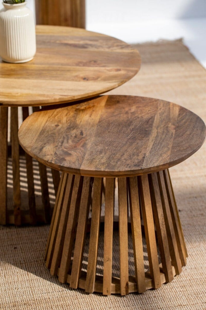 Caramel Nesting Round Wood Coffee Table Coffee Tables Homekode 