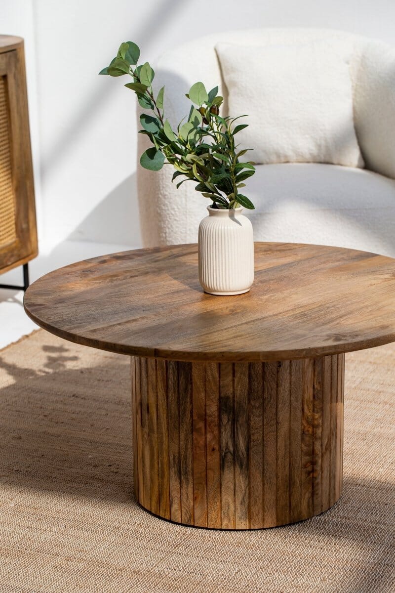 Emory Wood Round Coffee Table Coffee Tables Homekode 