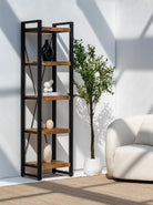 Kaya Wooden Shelves with Metal Fr Bookcases & Standing Shelves Homekode 