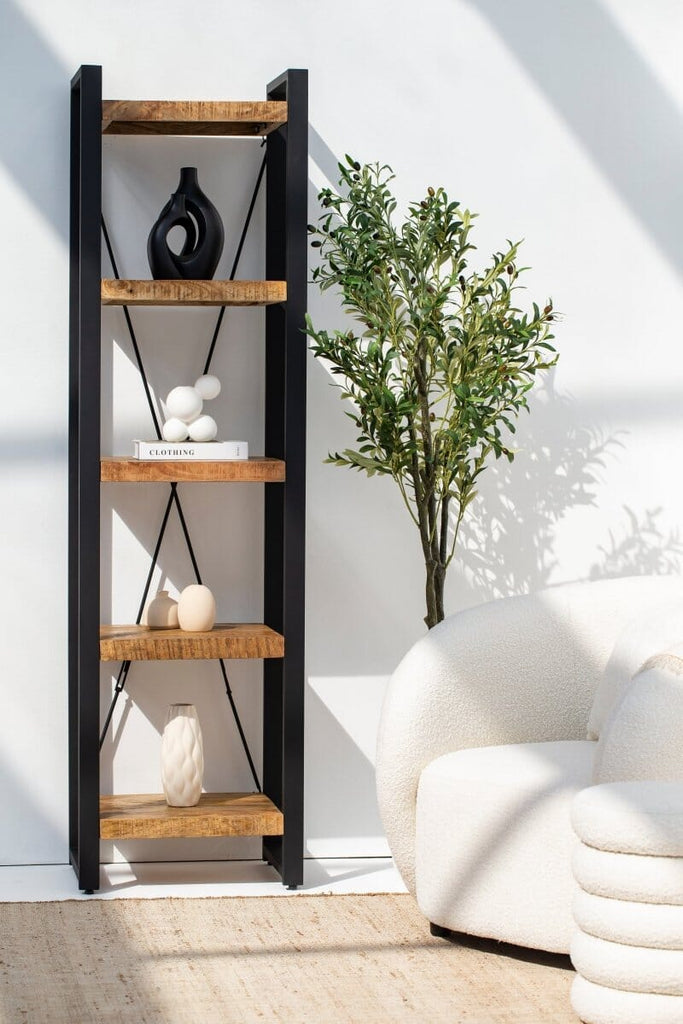 Kaya Wooden Shelves with Metal Frame Bookcases & Standing Shelves Homekode 