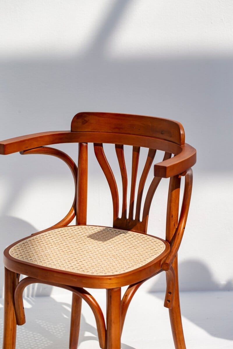 Louisa Round Back Rest Rattan & Wood Dining Chair Chairs Homekode 