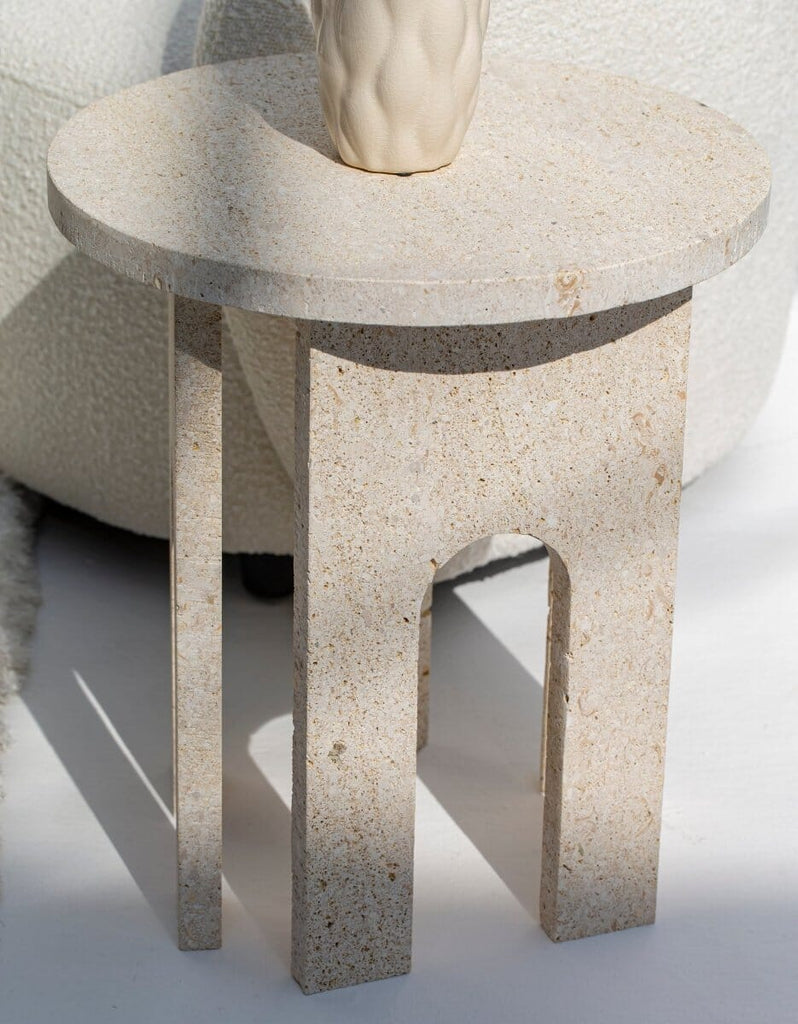Roman Arch Legs Stone Side Table Side Table Homekode 