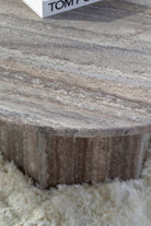 Peyton Grey Travertine Round Coffee Table (3 Sizes) Coffee Tables Homekode 