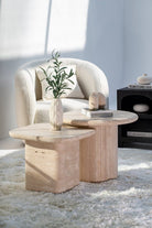 Vanessa Nestine Travertine Coffee Table Side Table Homekode 