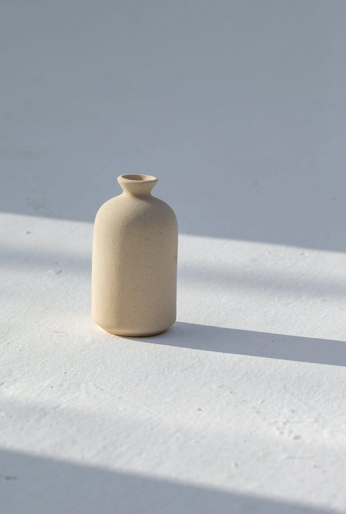 Long Mini Beige Ceramic Vase (8x14 CM)