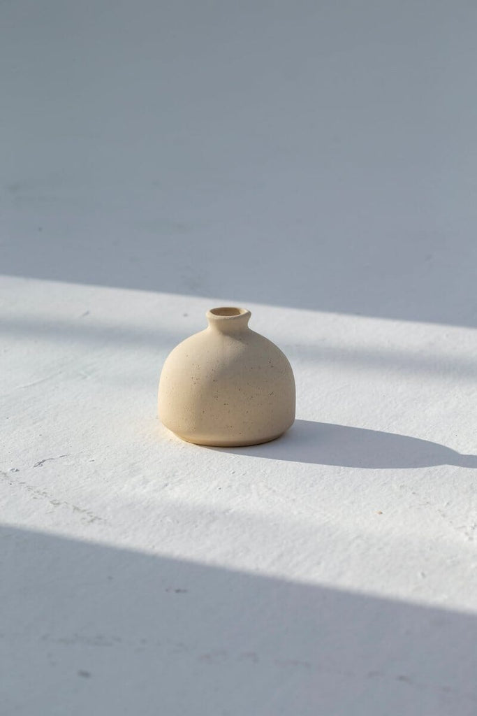 Round Mini Beige Ceramic Vase (10.25x9.5 CM)