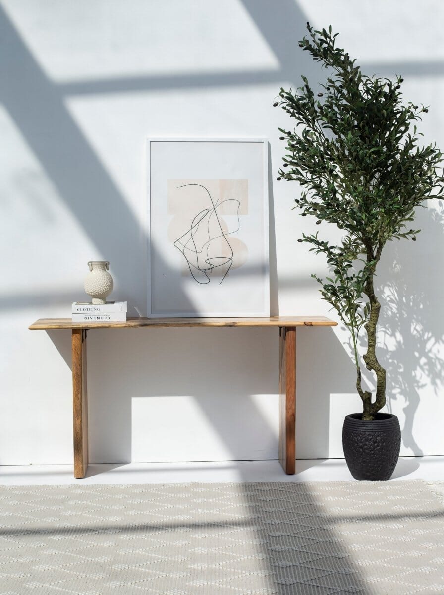 Brielle Mango Wood Console with Wooden Legs 