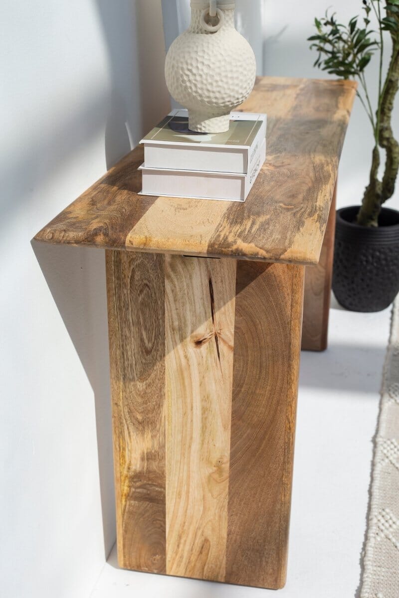 Brielle Mango Wood Console with Wooden Legs 