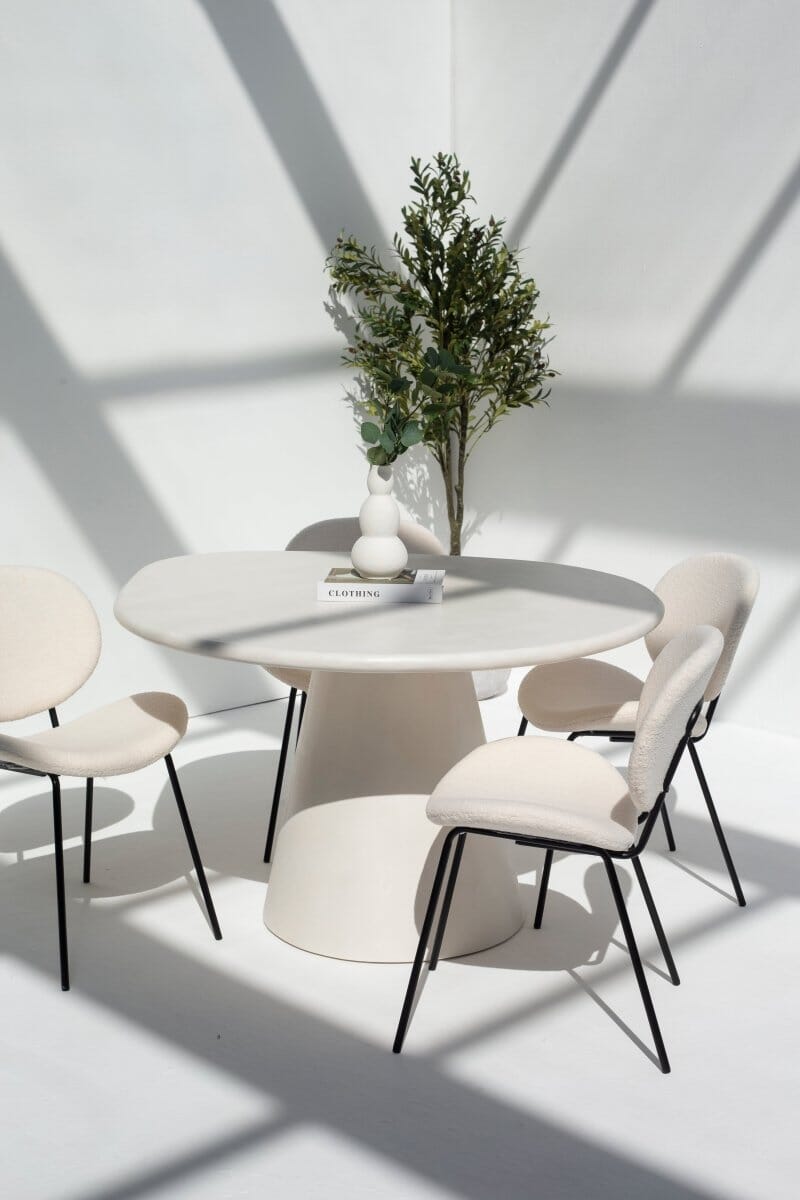 Abigail Off White Dining Table with Irregular Round Top Homekode 