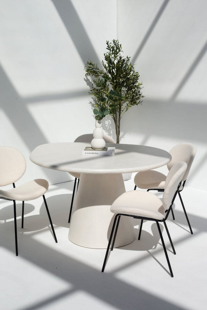 Abigail Off White Dining Table with Irregular Round Top Homekode 