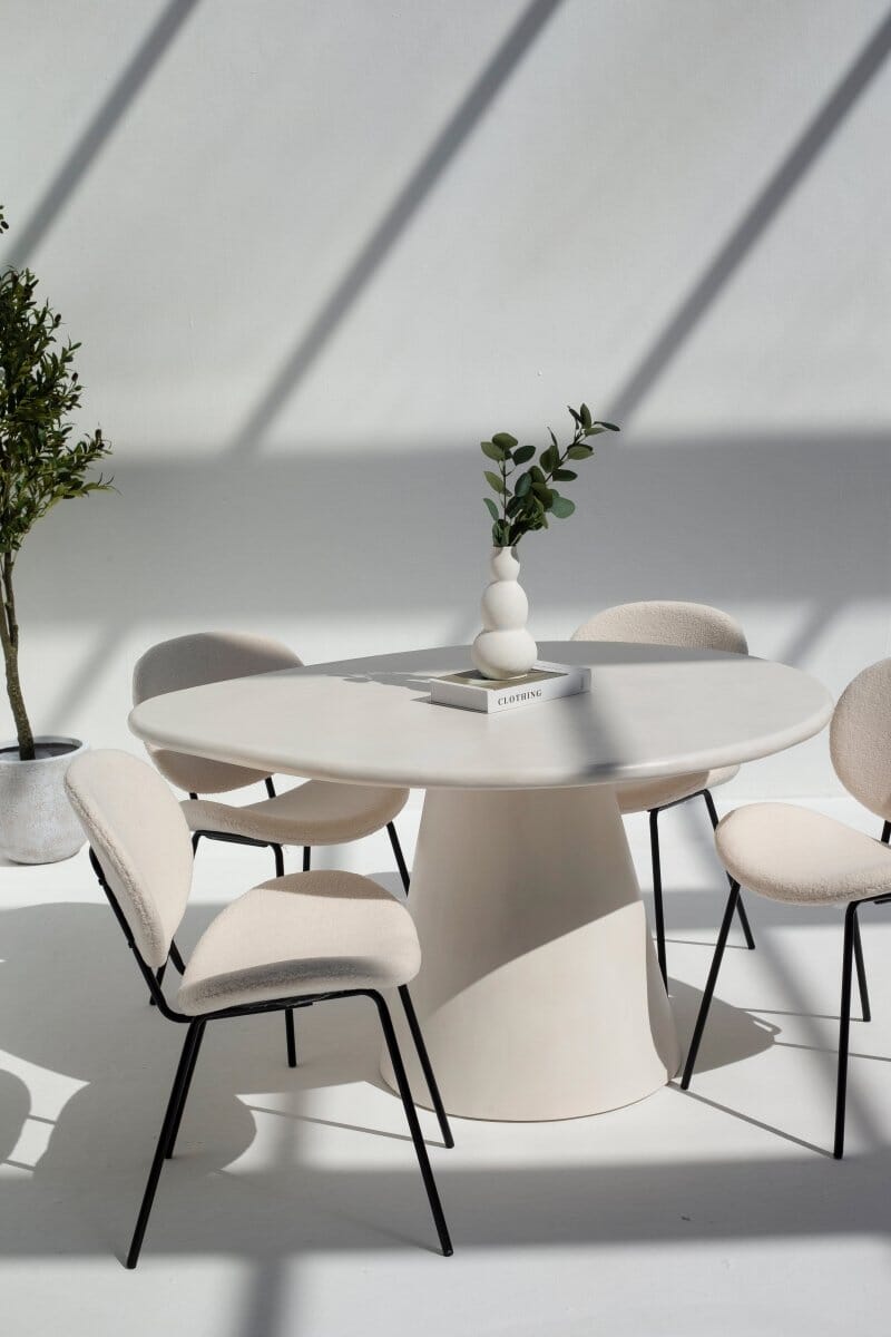 Abigail Off White Dining Table with Irregular Round Top Homekode 