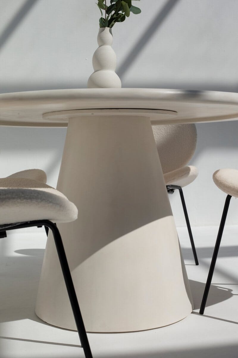 Abigail Off White Dining Table with Irregular Round Top Homekode 