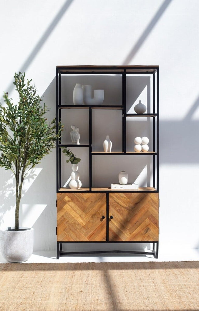 Adler Industrial Mango Wood Cabinet with Shelves Homekode 
