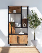 Ardley Industrial Display Mango Wood Cabinet with Shelves Homekode 