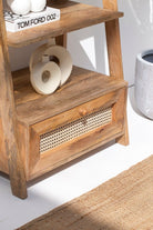 Atwell Wooden Bookcase with Rattan Drawer TWOA 