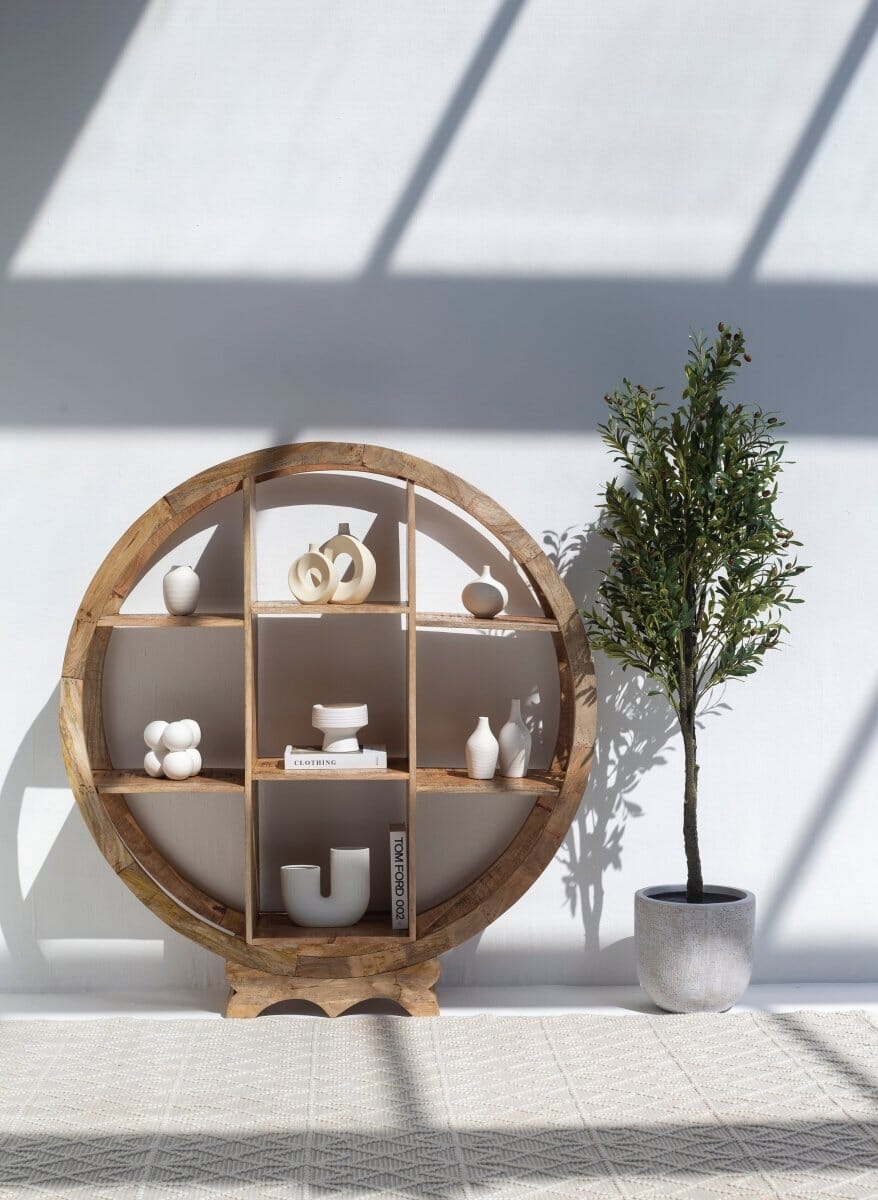 Miles Wooden Round Bookcase Homekode 