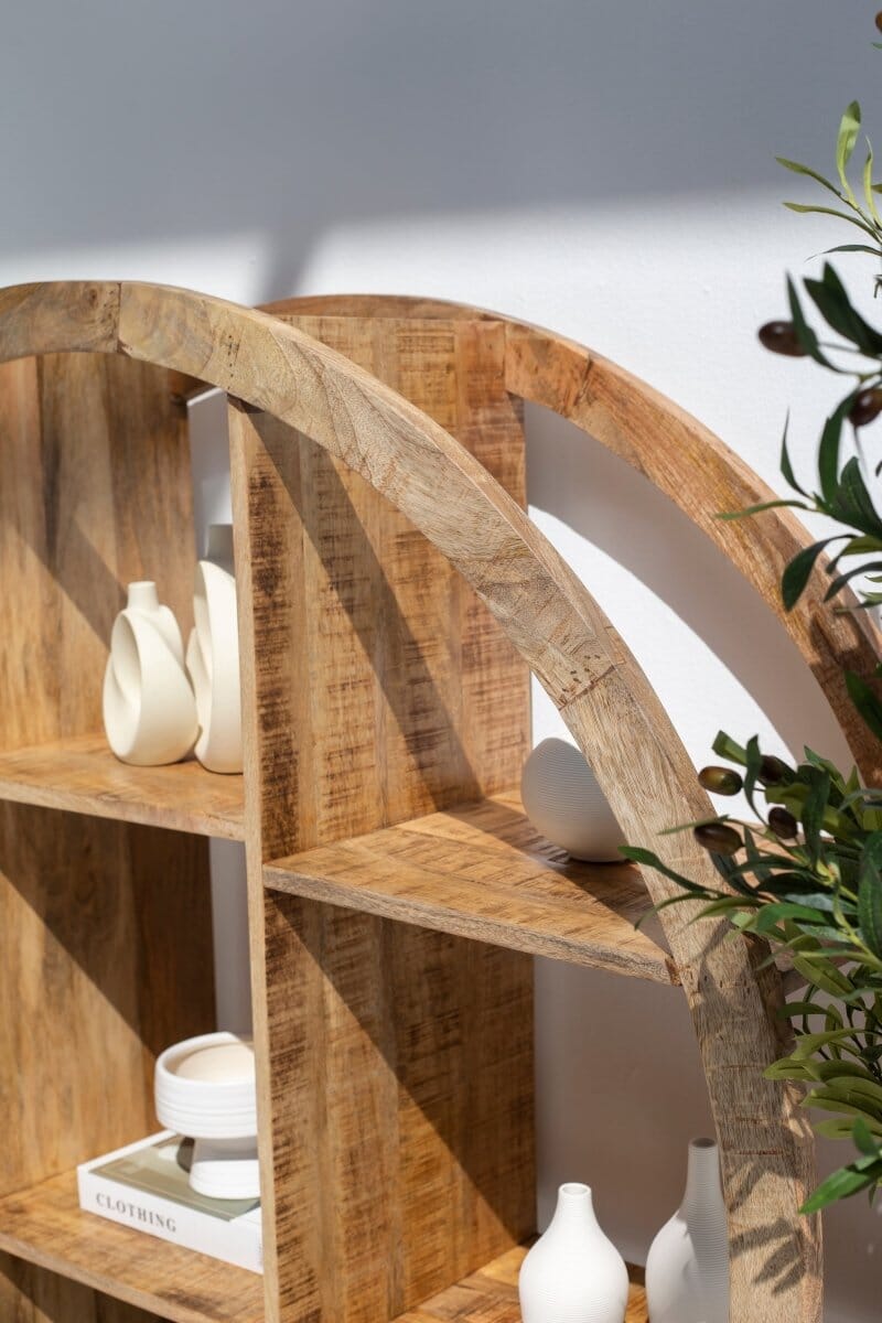 Miles Wooden Round Bookcase Homekode 