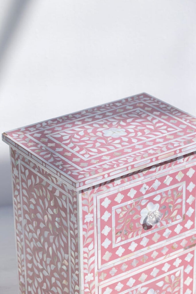 Omnia Pink & White Mother of Pearl Side Table Homekode 