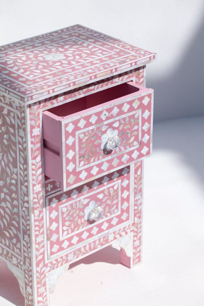Omnia Pink & White Mother of Pearl Side Table Homekode 
