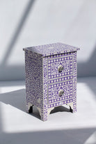 Omnia Purple & White Bone Inlay Side Table Homekode 