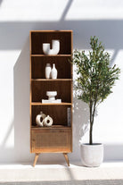 Rattan Mango Wood Bookcase/Shelves 