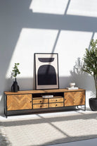 Linea Patterned Wood Media Console (2 Sizes) Homekode 