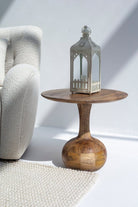 Elio Wooden Round Side Table with Round Base 