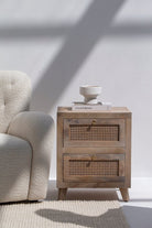 Hana Two Drawer Rattan Side Table 