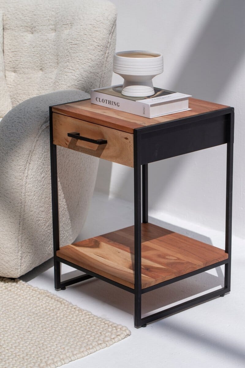 1 Drawer Industrial Side Table 