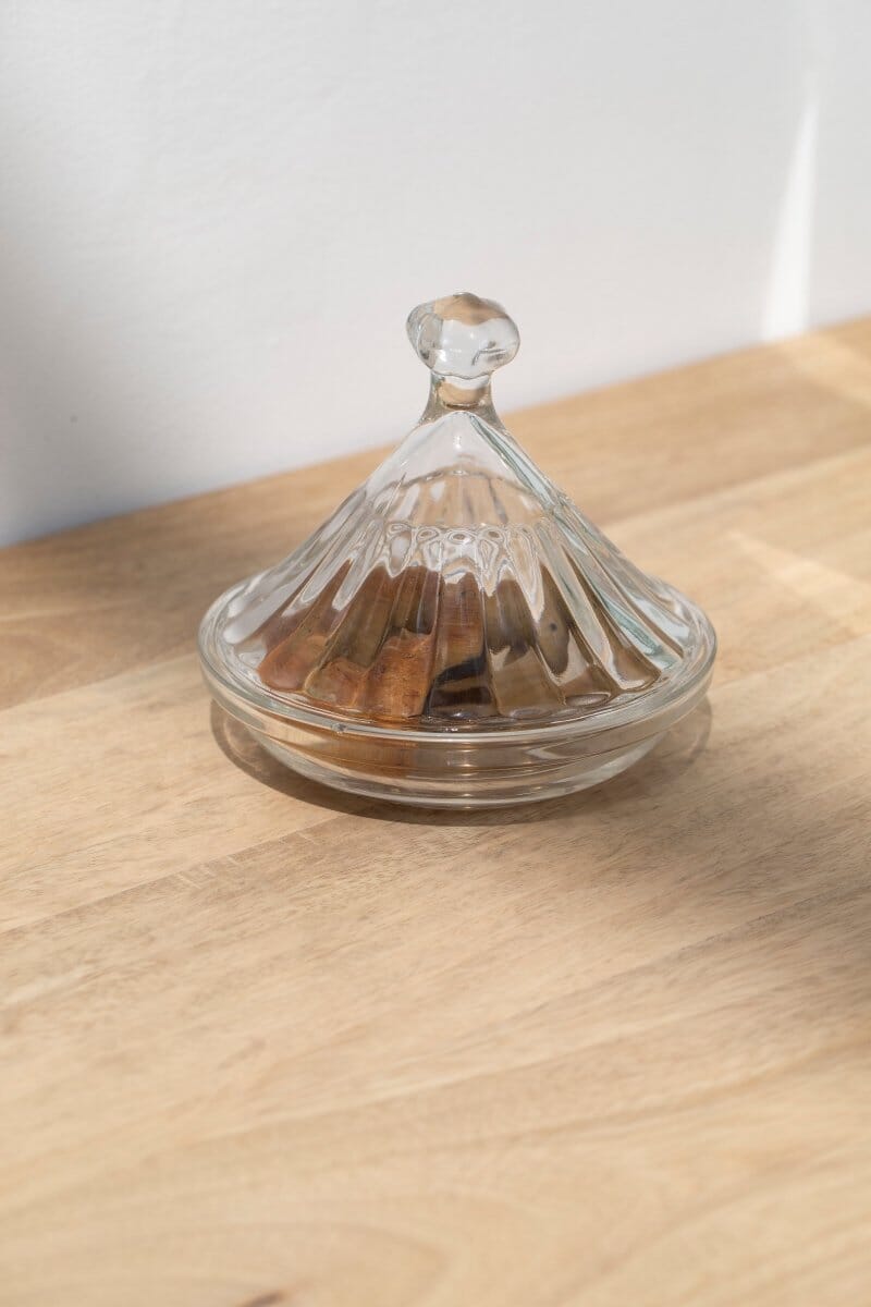 Ornate Clear Glass Jar with Dome Homekode 