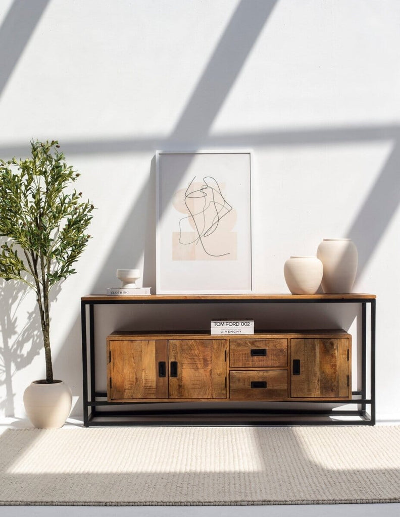 Blaise Industrial Wood Console Table Homekode 