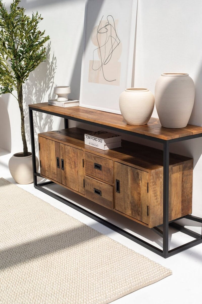 Blaise Industrial Wood Console Table Homekode 
