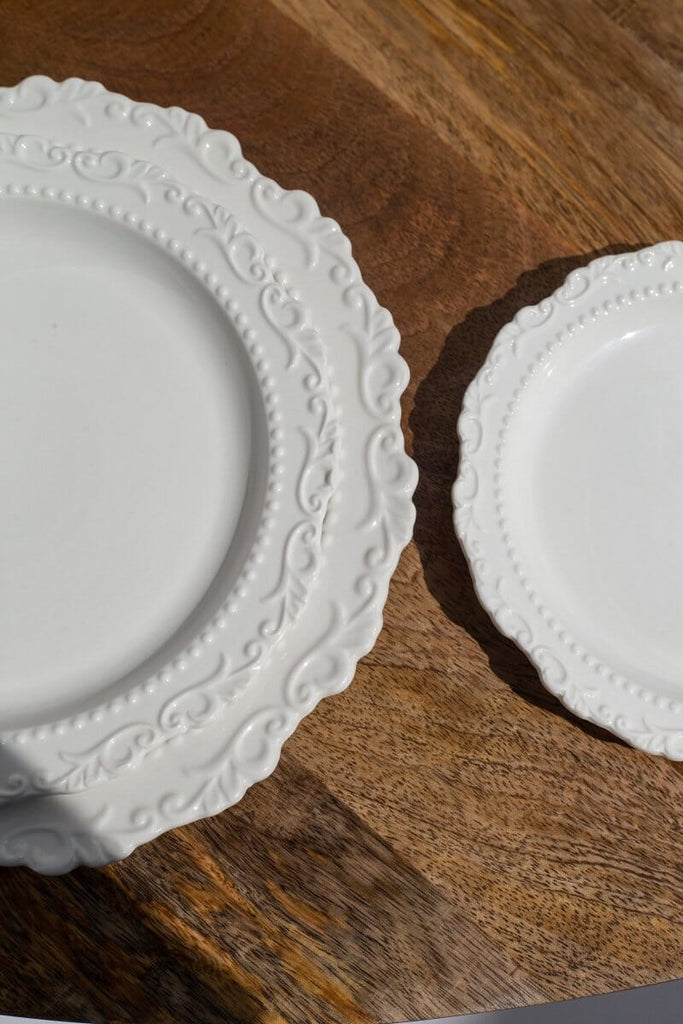 Dinnerware White Ornate Plate Set of 3 Homekode 