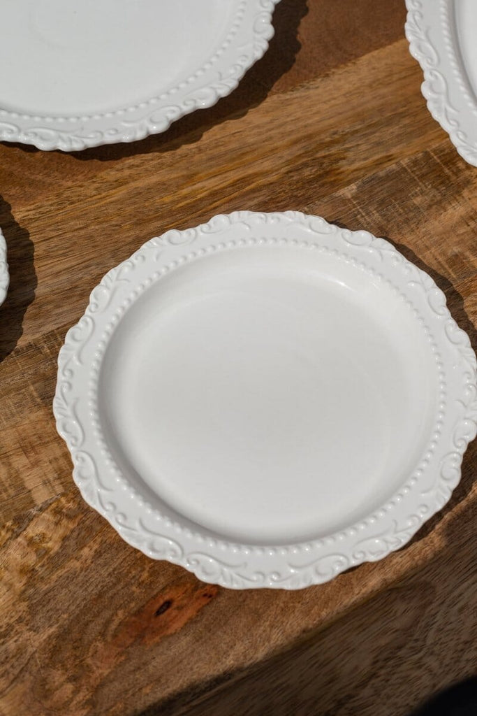 Dinnerware White Ornate Plate Set of 3 Homekode 