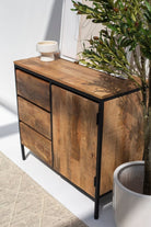 Industrial 3 Drawers & 1 Doors Sideboard 