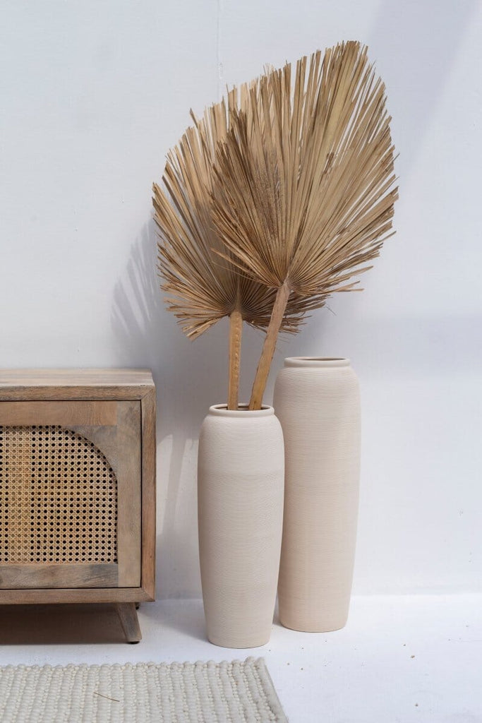 Long Off White Ceramic Floor Vase (2 Sizes) Homekode 