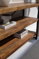 Keira Three Shelves Industrial Console 